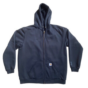 Carhartt Rain Defender Mens Sz L Tall Full-Zip Hooded Thermal Sweatshirt Black
